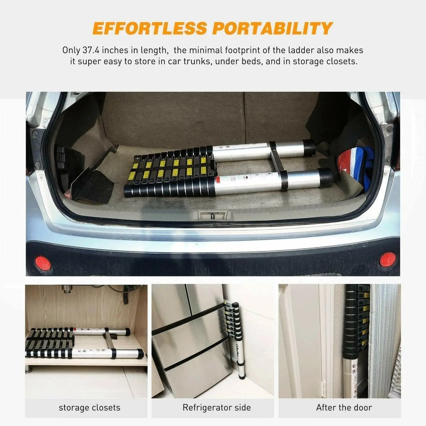 DayPlus 3.2-6.2M Telescopic Ladder with Roof Hook Kit Aluminium Portable Multi-Purpose Folding Portable Heavy Duty Extendable