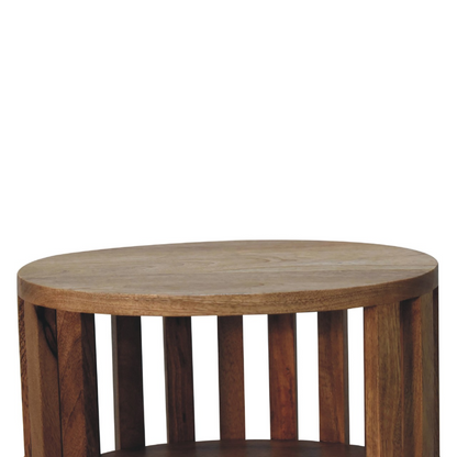 Artisan Furniture Solid Wood Ariella Double Shelf Oak-ish Bedside