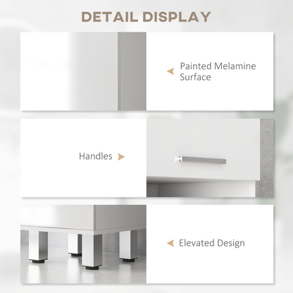 kleankin Tall Narrow Bathroom Storage Cabinet Cupboard w/ Cabinets, White