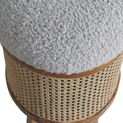 Artisan Furniture Solid Mango Wood Cream Boucle Larissa Footstool