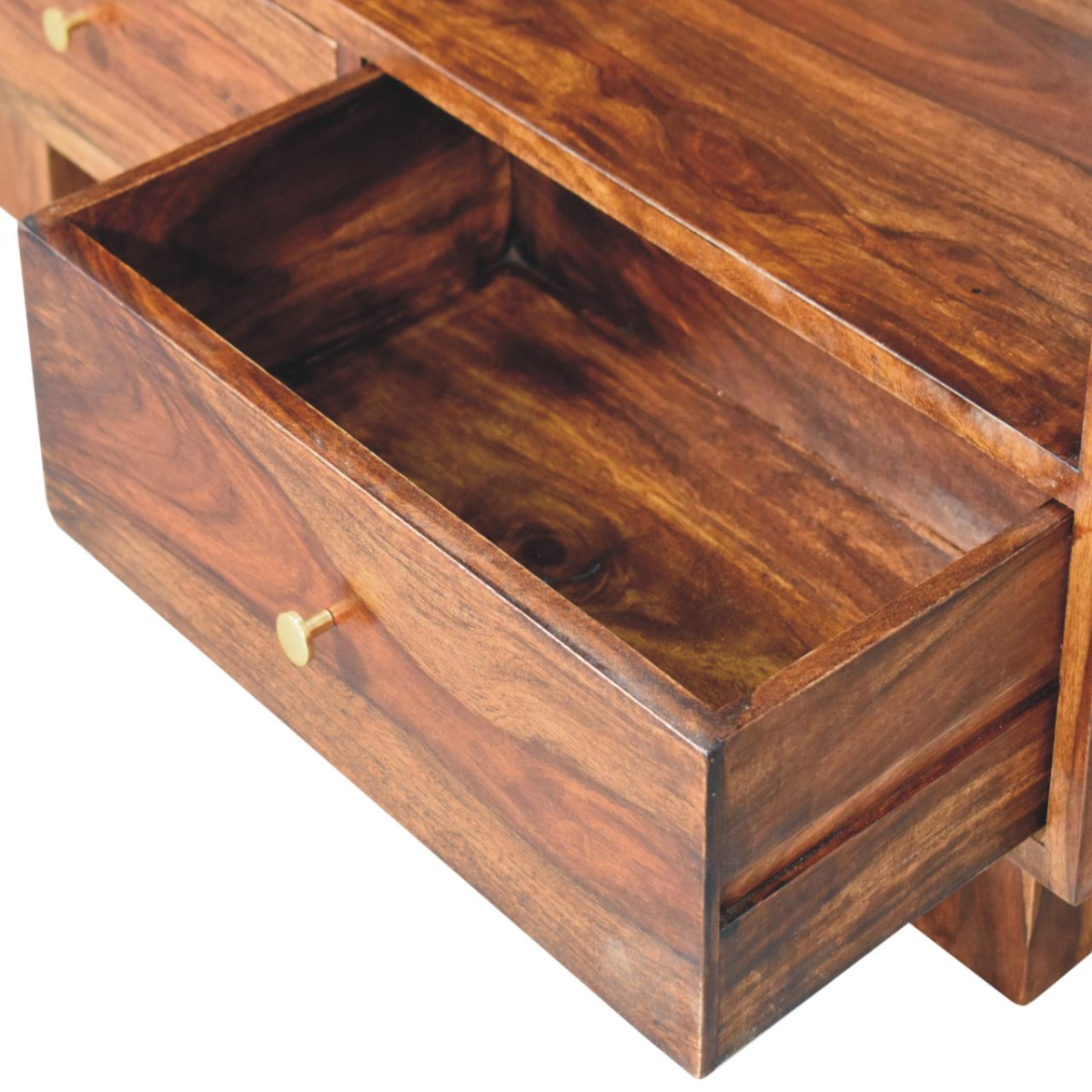 Artisan Furniture Solid Wood Tula Bookcase, Brown, 4 Shelves and 2 Drawers