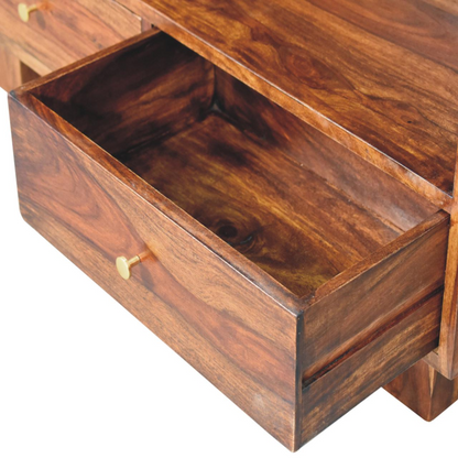 Artisan Furniture Solid Wood Tula Bookcase, Brown, 4 Shelves and 2 Drawers