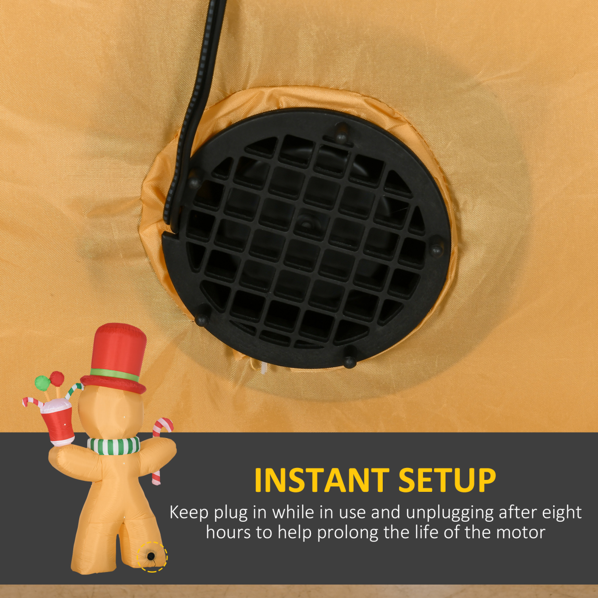 HOMCOM 7.5FT Christmas Inflatables Gingerbread Man with Candy Cane LED Lights