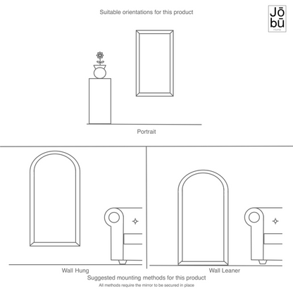 Emi - Full Length Black Metal Runway Oval Mirror - 180cm x 80cm