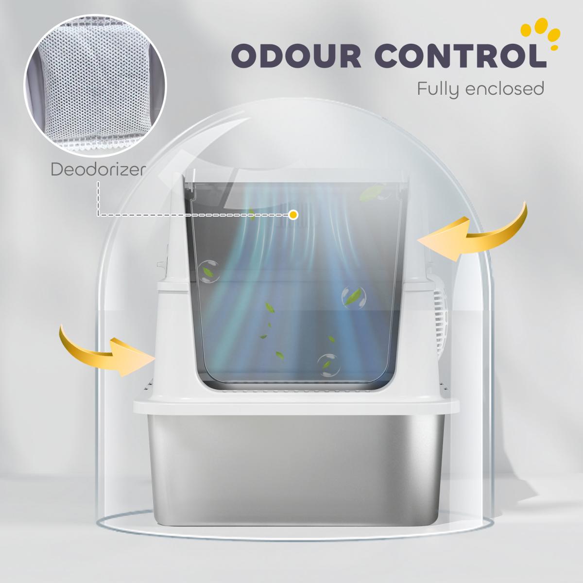 PawHut Extra Large Stainless Steel Cat Litter Tray with Scoop, Flip Top