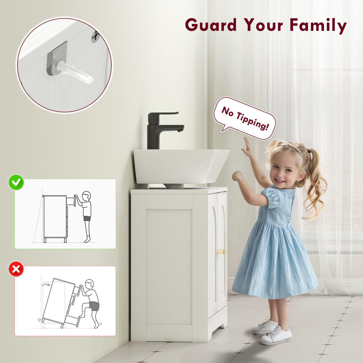 HOMCOM Modern Under Sink Cabinet for Basin without or with Pedestal, White