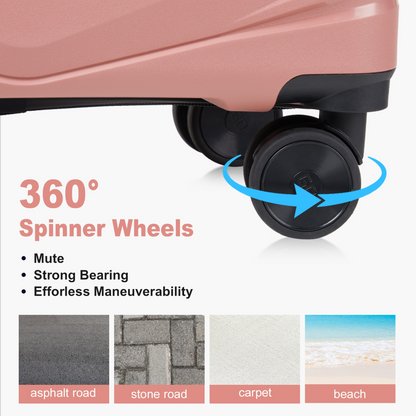 V-shaped stripes 3-in-1 PP trolley case 20in 24in 28in PP iron trolley fashionable colour - rose gold (grain pattern)