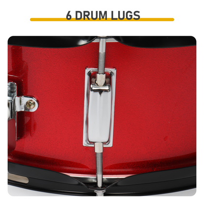 12 x 5.5 inches Professional Marching Snare Drum & Drum Stick & Strap & Wrench Kit Red
