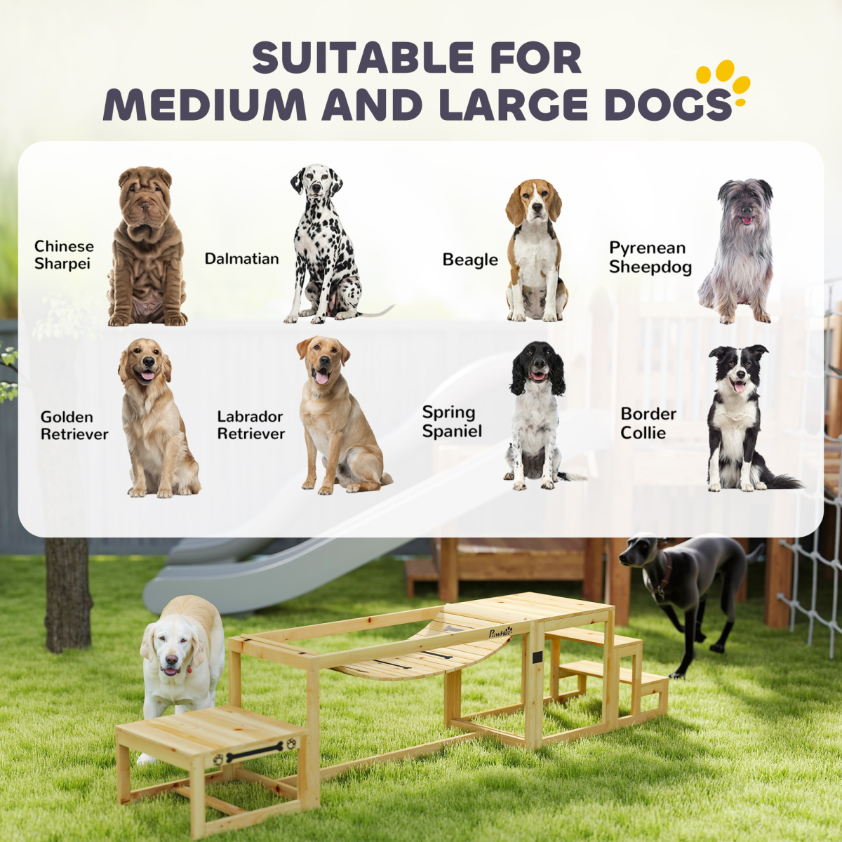 PawHut 3 Pieces Wooden Dog Agility Training Equipment, Natural Wood