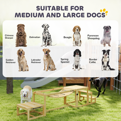 PawHut 3 Pieces Wooden Dog Agility Training Equipment, Natural Wood