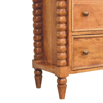 Artisan Furniture Solid Wood Spindle Chest, 3 Drawers, Brown