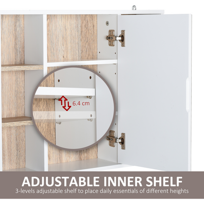 HOMCOM Wall Mounted Bathroom Storage Cabinet w/ Mirrored Door, Adjustable Shelf
