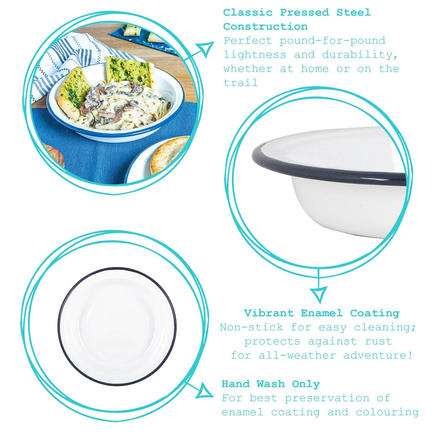 2pc White Enamel Deep Bowls Set