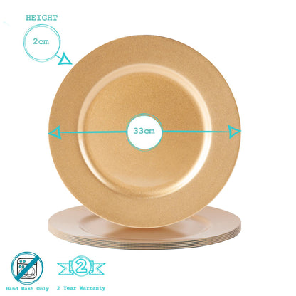 33cm Metallic Melamine Charger Plates - Pack of Six
