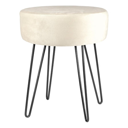 Cream Round Velvet Footstool