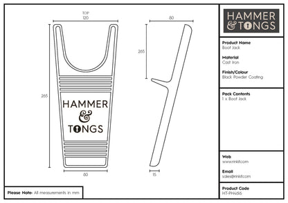 Cast Iron Boot Jack - 26.5cm - Black