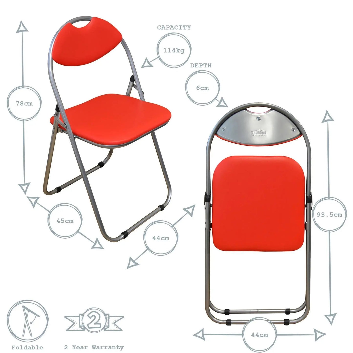 Red Curved Padded Folding Chair