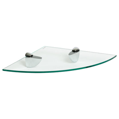 30cm Floating Glass Corner Shelf with Chrome Fixings