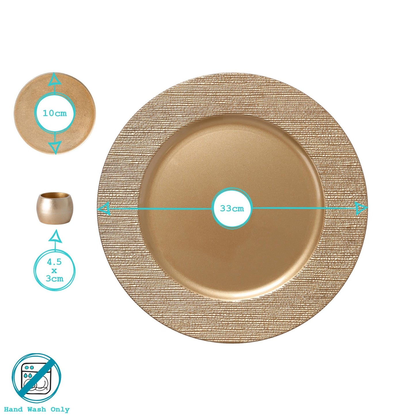 18pc Round Ribbed Charger Plates Set - 33cm