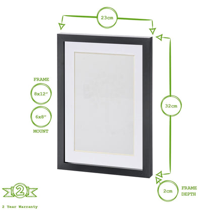 Black A4 (8" x 12") Photo Frame with A5 Mount