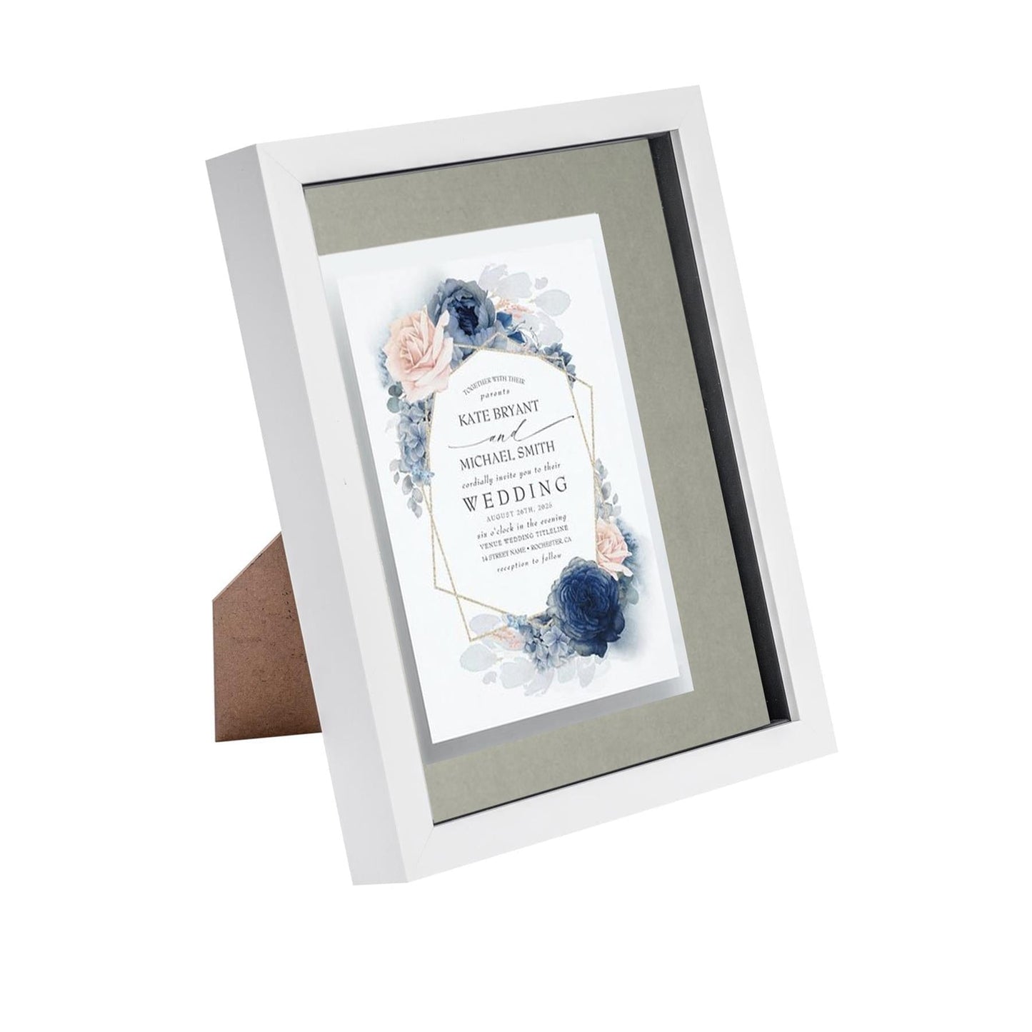 8" x 10" White 3D Box Photo Frame - with 5" x 7" Mount