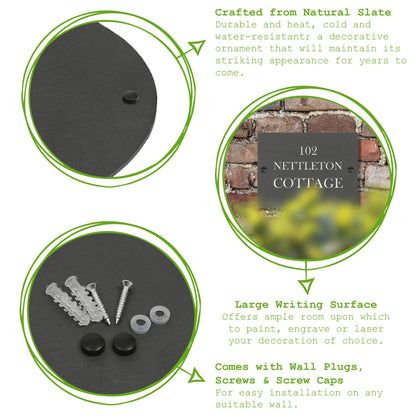 Linea Oval Blank Slate House Sign - 20cm x 15cm