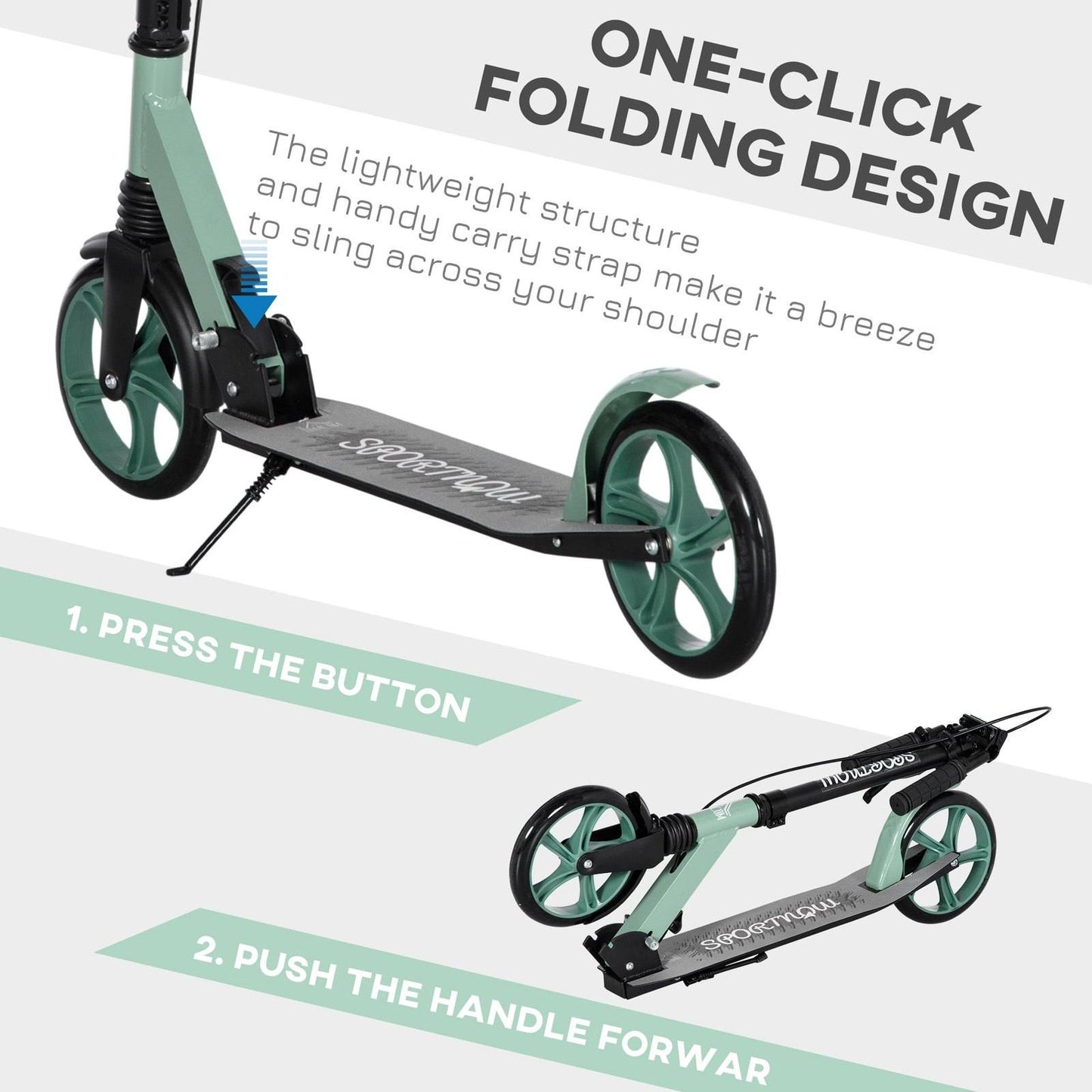 One-click Folding Kick Scooter for 14+ w/ Adjustable Handlebar