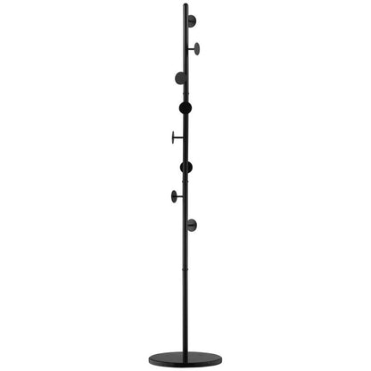 Slimline Metal Coat Stand With Round Hooks - Black