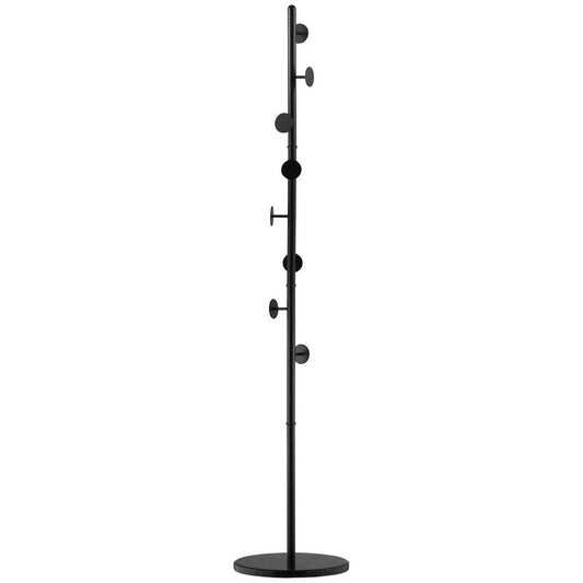Slimline Metal Coat Stand With Round Hooks - Black