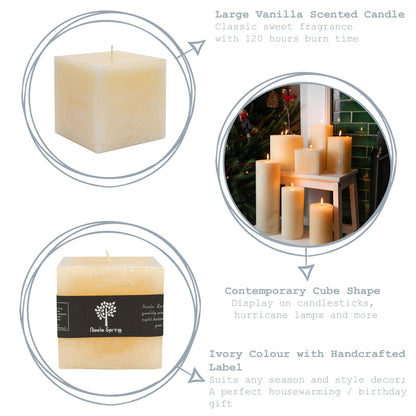 10cm Vanilla Square Pillar Candle