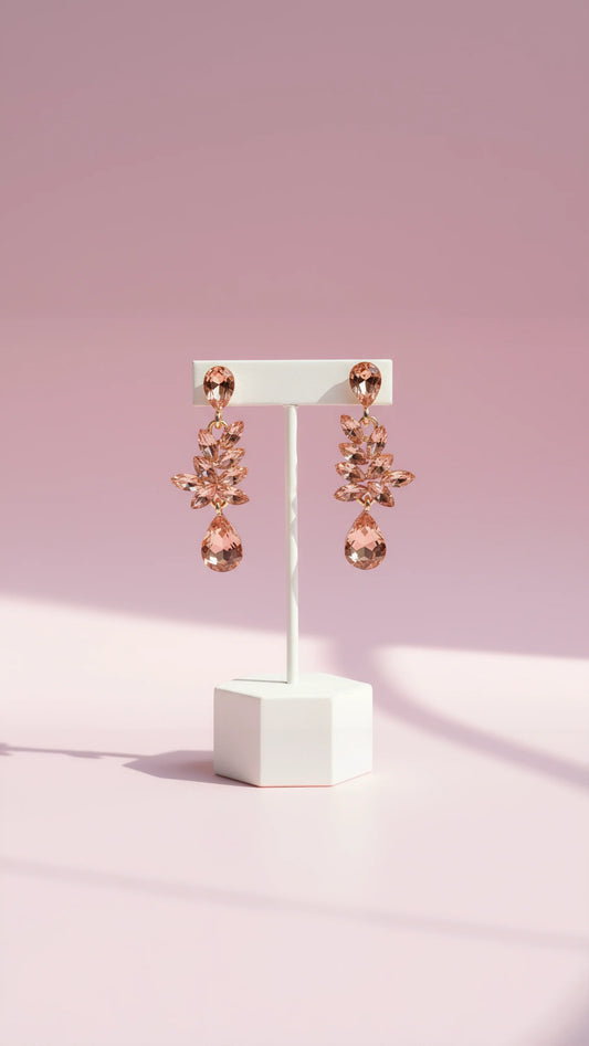 Peach Crystal Drop & Dangle Earrings