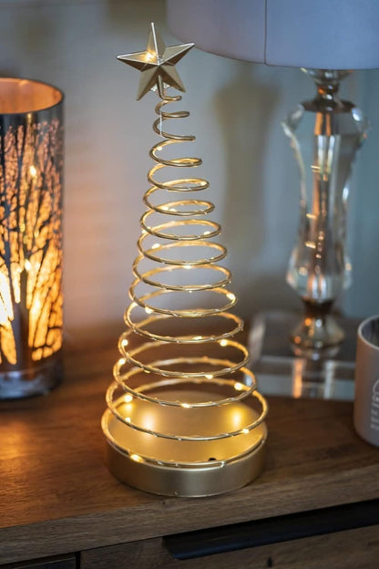Set of Two LED Gold Spiralite Trees