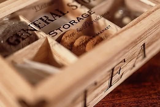 Shabby Chic Vintage 6 Compartment Tea Bag Box Caddy Storage