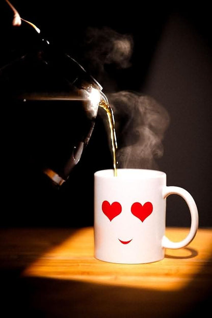 White Emoji Mugs - Dishwasher-Safe Porcelain Set of 6 Mugs - Hot Chocolate, Coffee & Tea Drinking Mugs