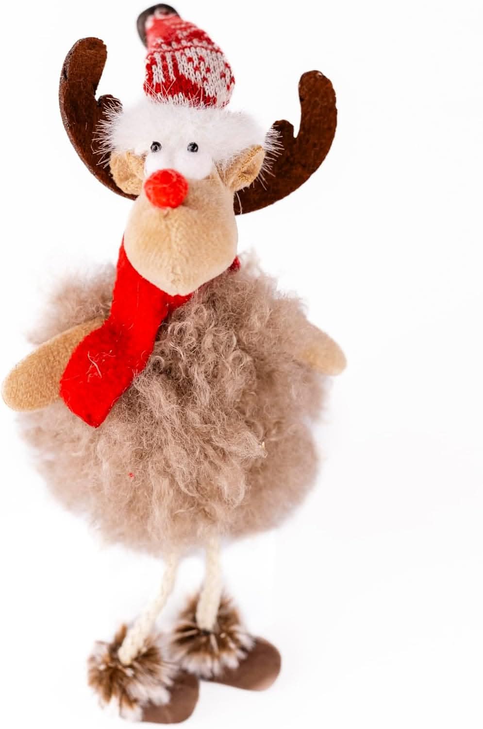 Reindeer Ornament W/Dangly Legs and Red Hat