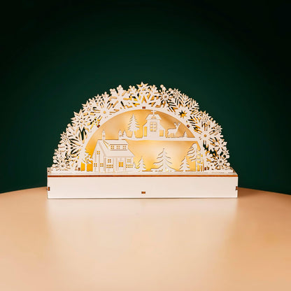 Light Up Wooden Village Christmas Candle Bridge Scene
