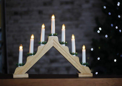 Traditional Wooden Christmas Candle Bridge Light Arch