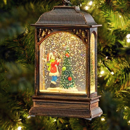 Christmas Snow Globe Lantern Scene Tree Ornament