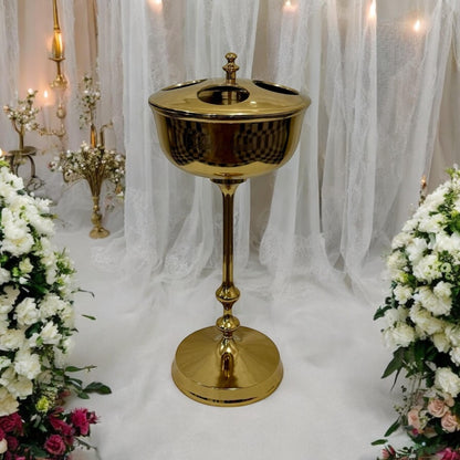 81cm GOLD 4 BOTTLE CHAMPAGNE BUCKET ON STA