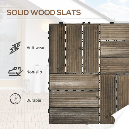 27-Piece Wooden Interlocking Decking Tiles