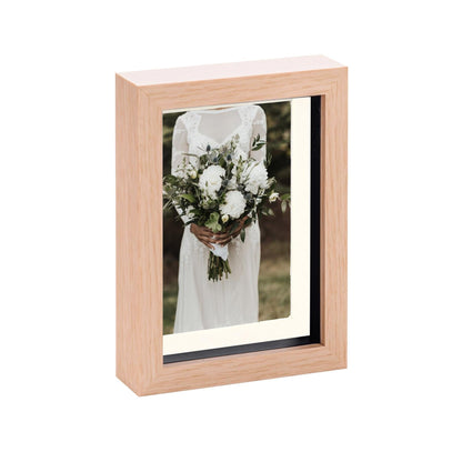 5" x 7" Light Wood 3D Box Photo Frame - with 4" x 6" Mount