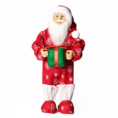 Christmas Deluxe Standing Traditional Red 30cm Santa Claus in Pyjamas