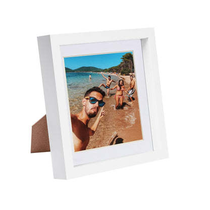 8" x 8" White 3D Box Photo Frame with 6" x 6" Mount