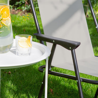 Beige Folding Metal Beach Chair