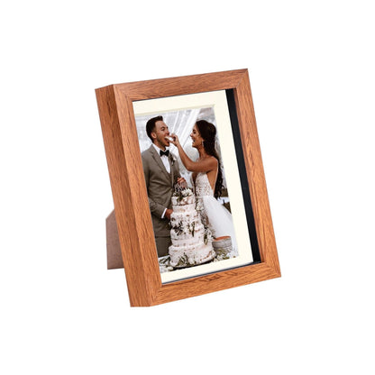 5" x 7" Dark Wood 3D Box Photo Frame - with 4" x 6" Mount