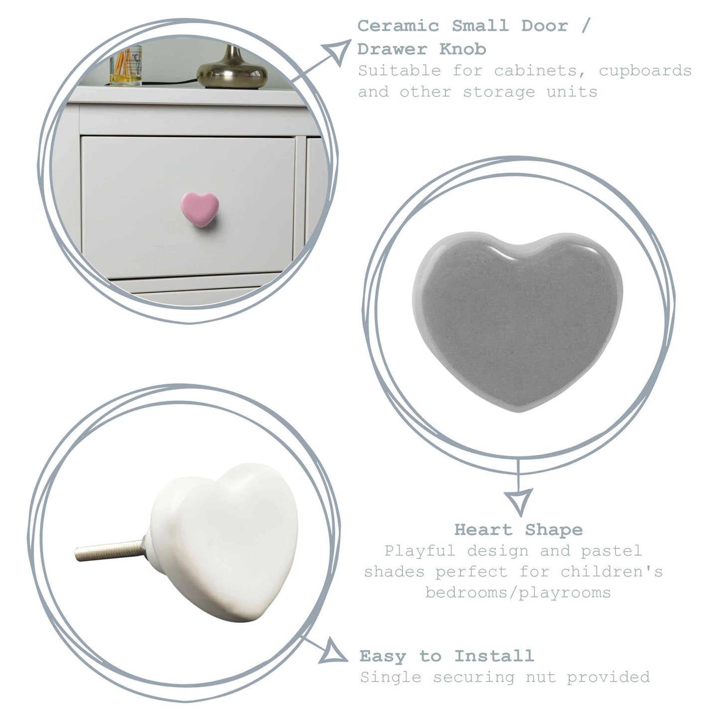 Heart Ceramic Cabinet Knob