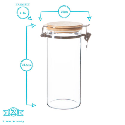 1.4L Glass Storage Jar with Wooden Clip Lid