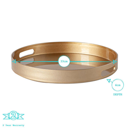 33cm Rose Gold Round Lacquer Tray