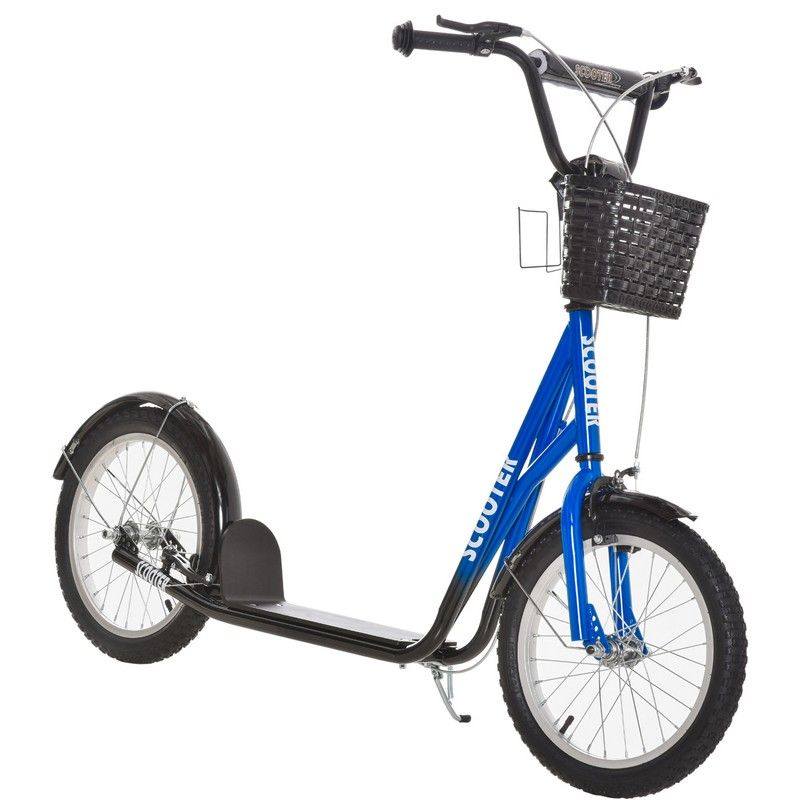 Kids Scooter Adjustable With Inflatable Wheel Brake Basket Cupholder Mudguard
