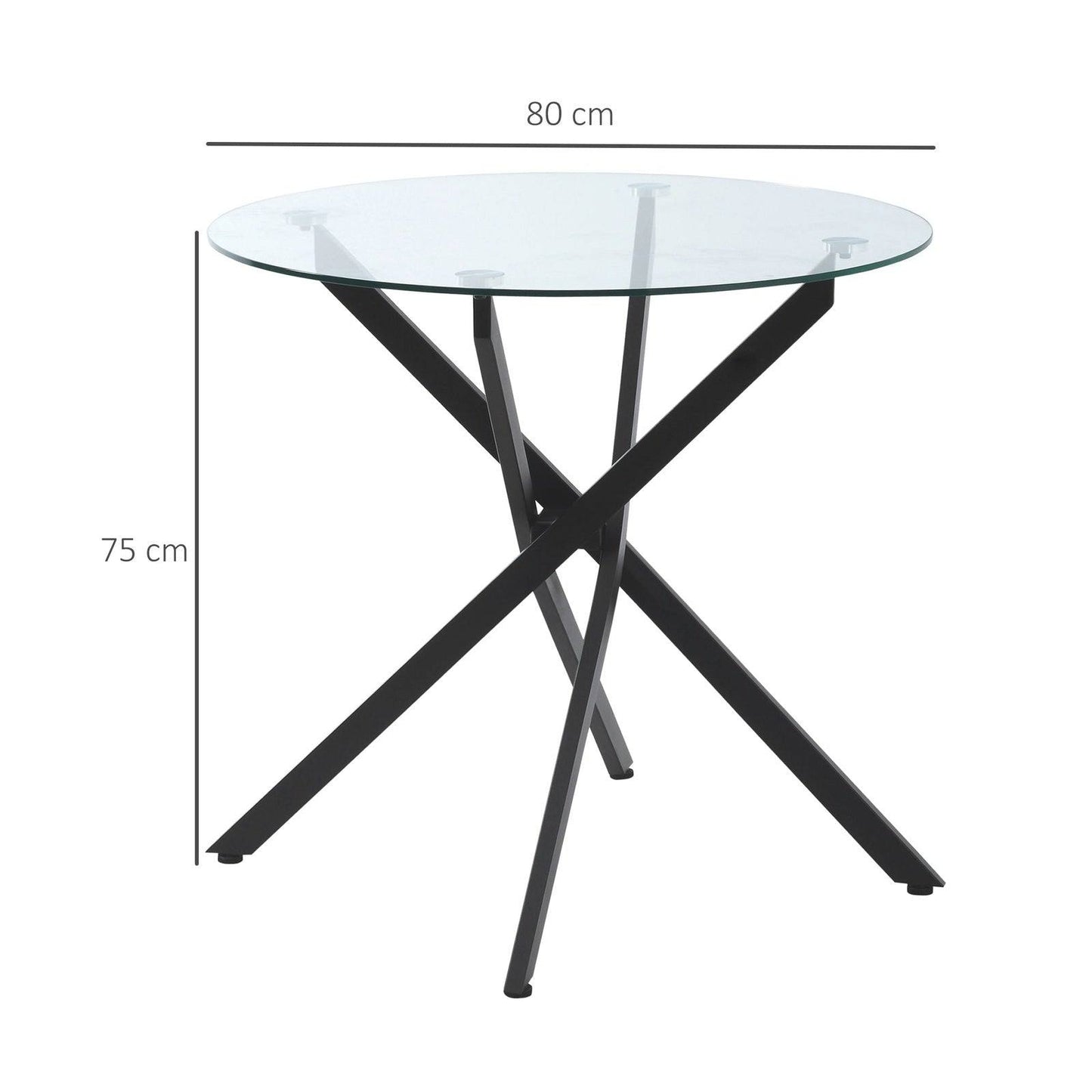 Side Table with Clear Tempered Glass Top